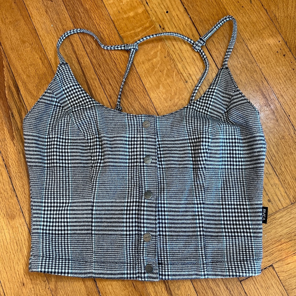 RVCA crop top black and white checkered size XS